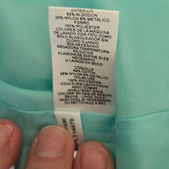 J Howard Fit & Flare Floral Jacquard Dress Sleeveless Aqua Ivory Gold Size 8 - Picture 10 of 10